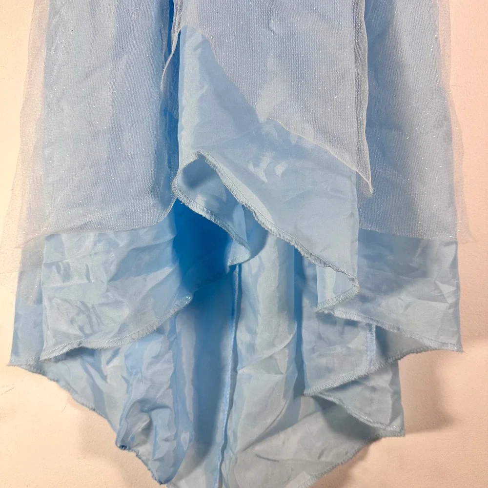 Disney Princess Cinderella Costume Dress Blue Sparkle Cameo Kids Small 4-6X